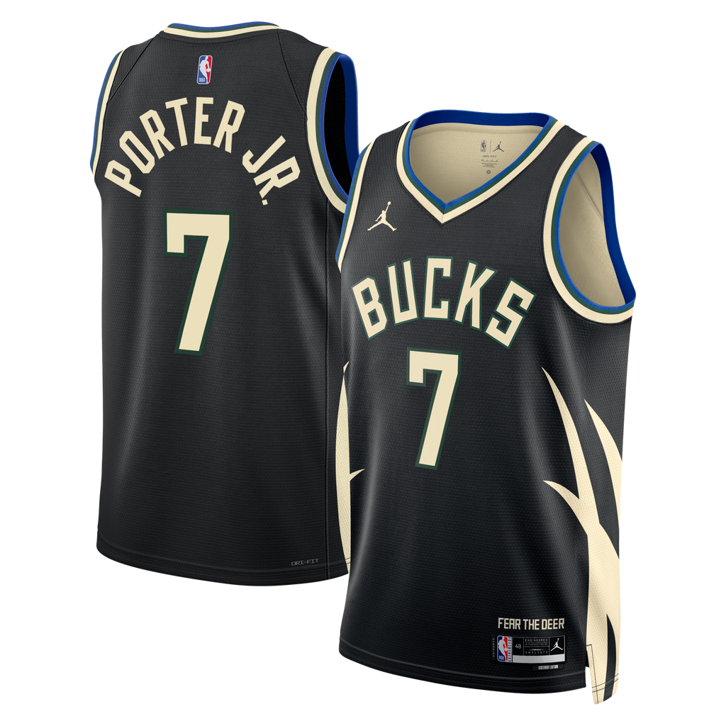 Milwaukee Bucks Statement Edition Swingman Jersey - Hunter Green - Kevin Porter Jr. product image 2, provided for visual