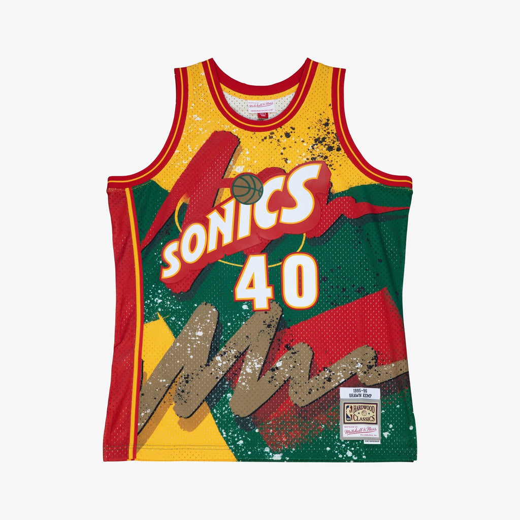 Seattle Supersonics Shawn Kemp 1995 Hyper Hoops Swingman Jersey - Green product image 3, provided for visual reference and