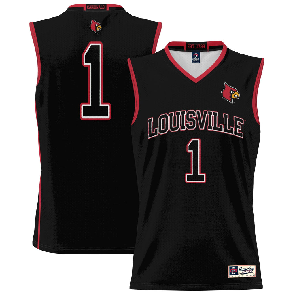 #1 Louisville Cardinals Lightweight Basketball Jersey - Black product image 1, provided for visual reference and product