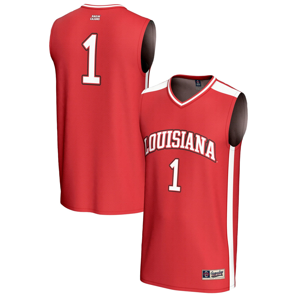 #1 Louisiana Ragin' Cajuns Lightweight Collegiate Basketball Fashion Jersey - Cardinal product image 2, provided for visual