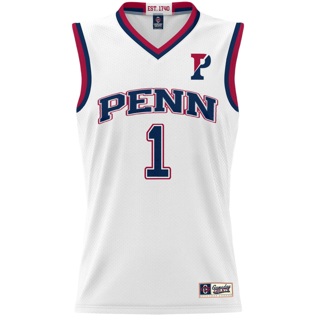 #1 Pennsylvania Quakers Lightweight Basketball Jersey - White product image 3, provided for visual reference and product