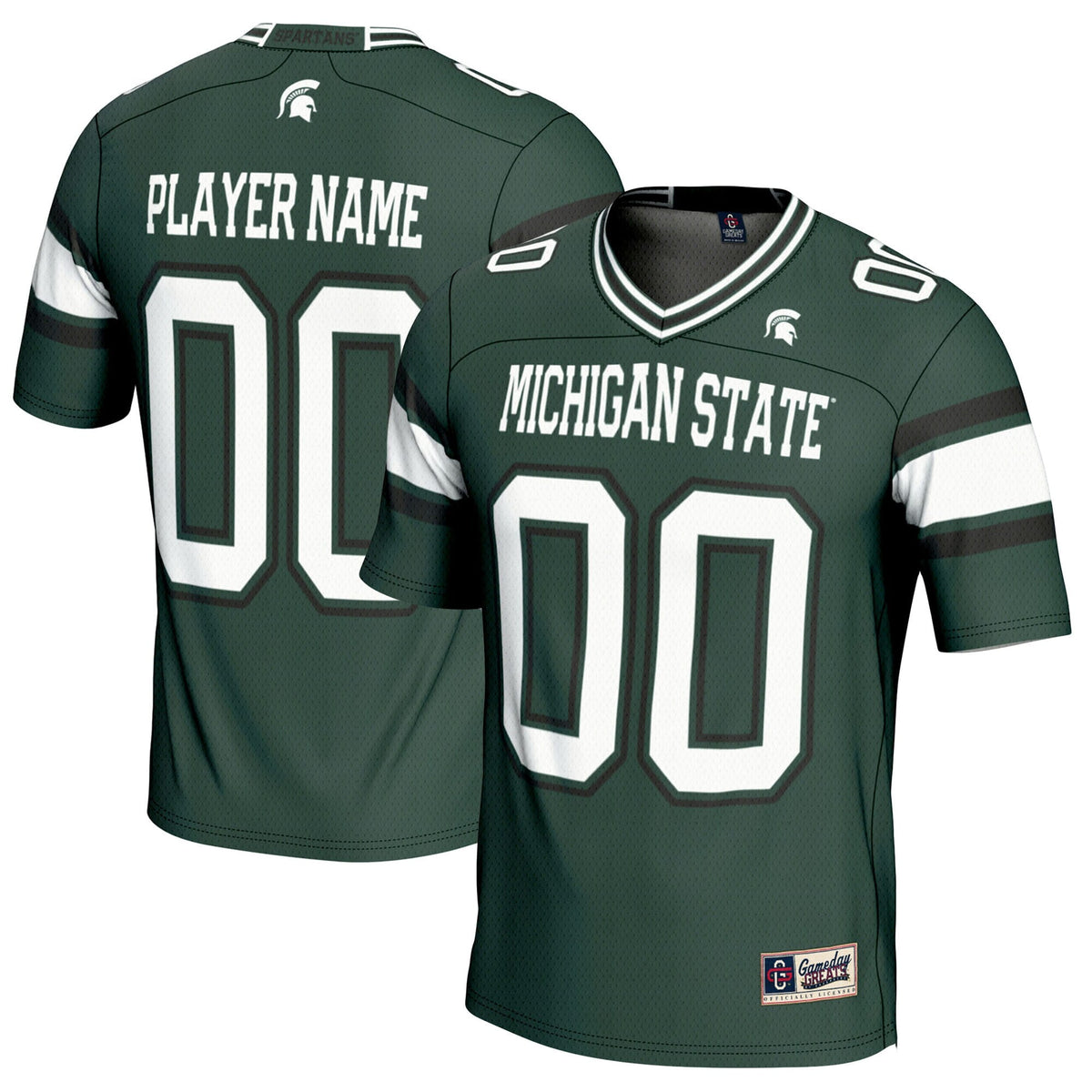 Michigan State Spartans NIL Pick-A-Player Football Jersey - Green product image 1, provided for visual reference and product
