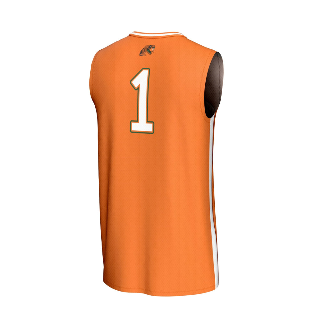 #1 Florida A&M Rattlers Lightweight Collegiate Basketball Fashion Jersey - Orange product image 4, provided for visual