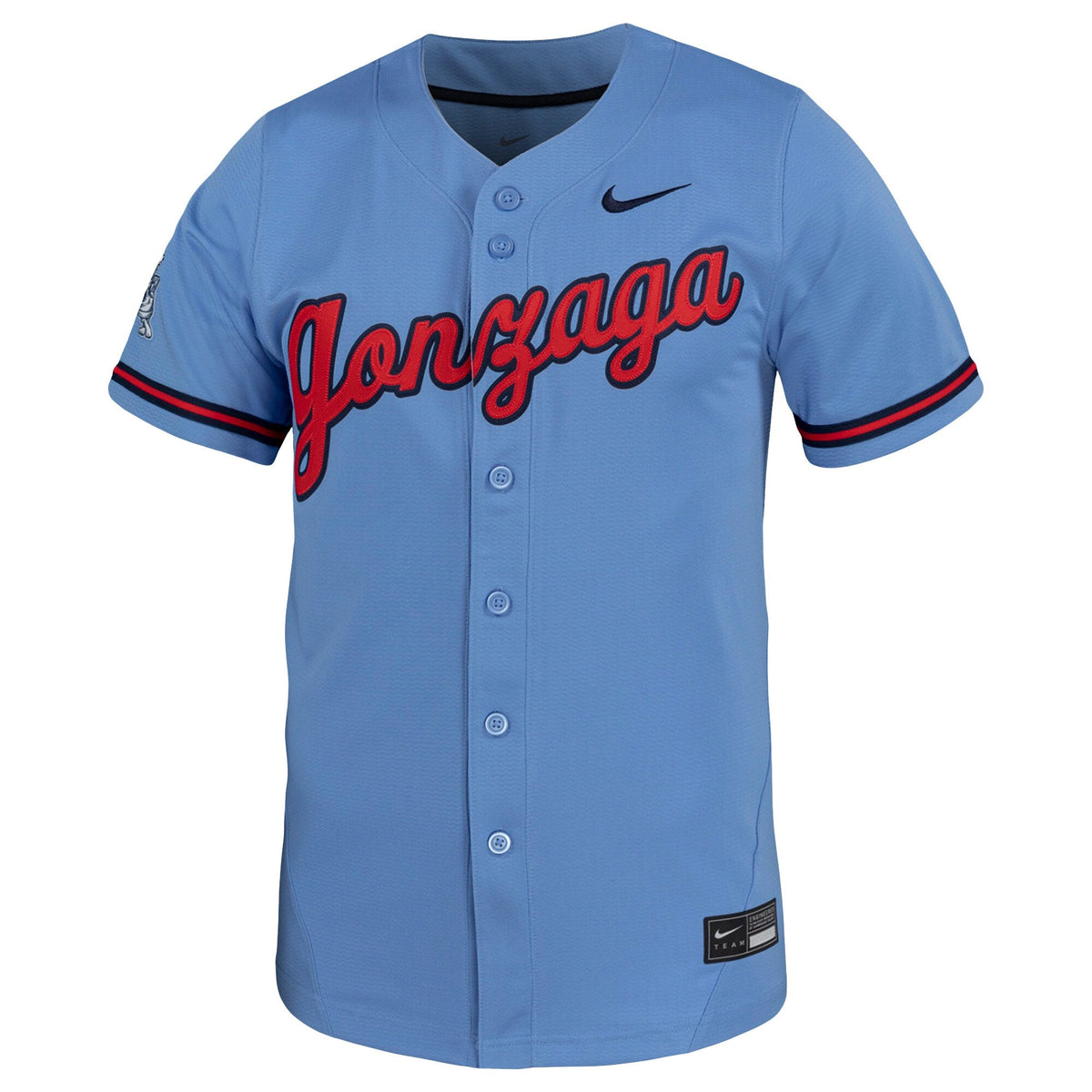 Light Blue Gonzaga Bulldogs Replica Baseball Jersey product image 3, provided for visual reference and product detail review