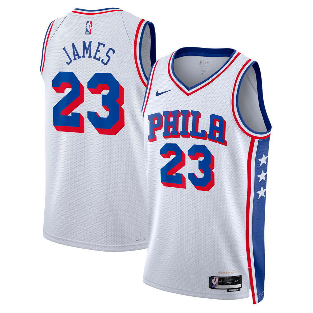 Philadelphia 76ers Association Edition Swingman Jersey - White - Lebron James product image 1, provided for visual reference
