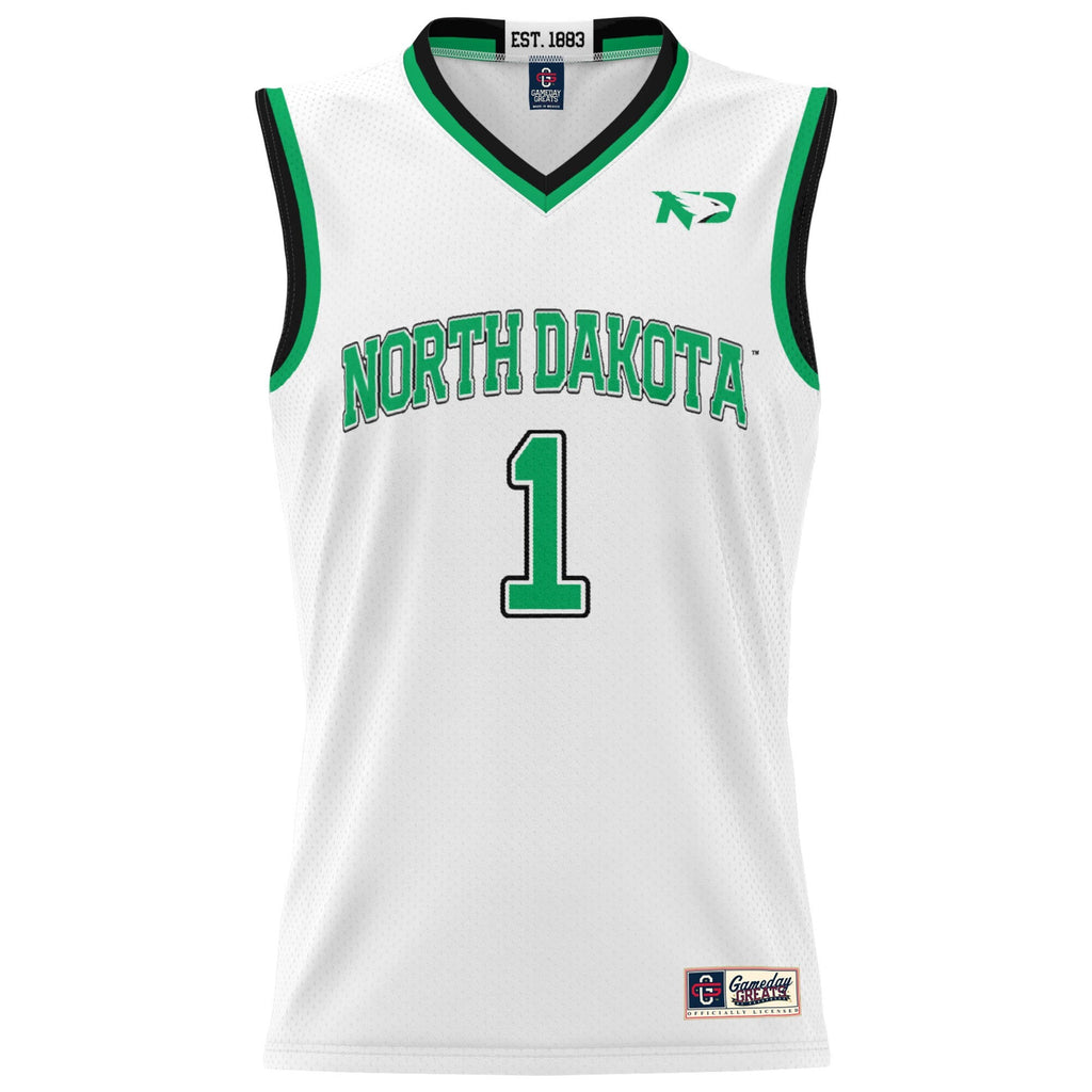#1 North Dakota Lightweight Basketball Fashion Jersey - White product image 3, provided for visual reference and product