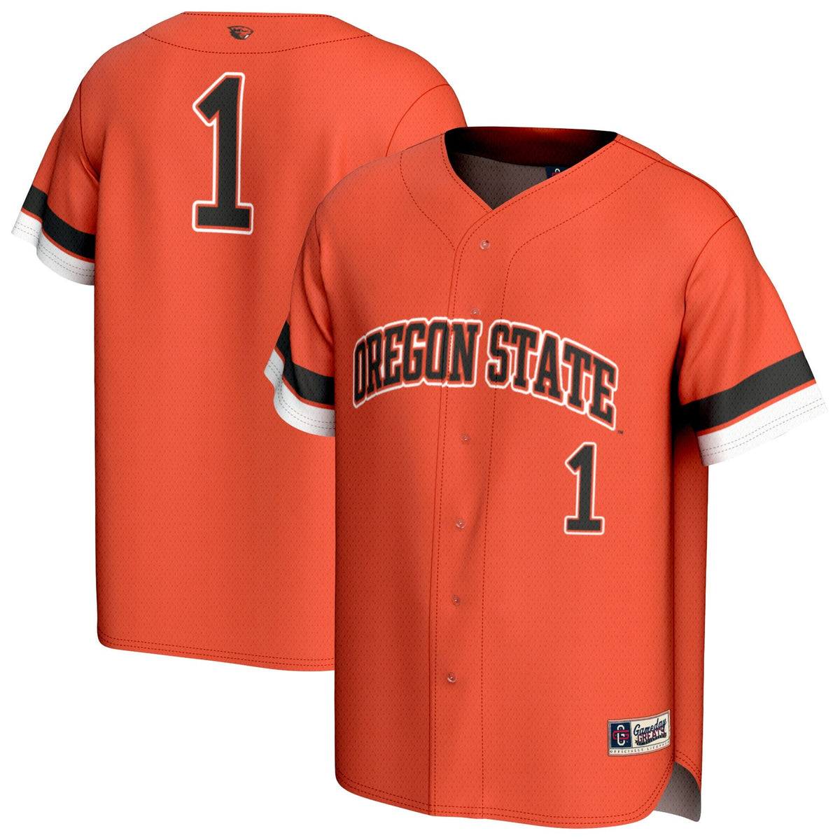 #1 Oregon State Beavers Collegiate Baseball Fashion Jersey - Orange product image 1, provided for visual reference and