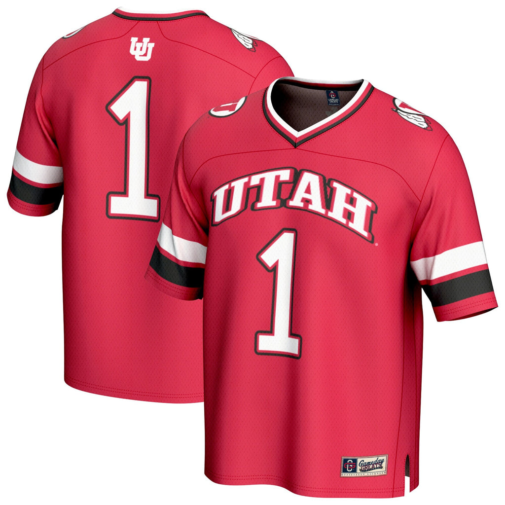 #1 Utah Utes Lightweight Collegiate Football Fashion Jersey - Red product image 2, provided for visual reference and product