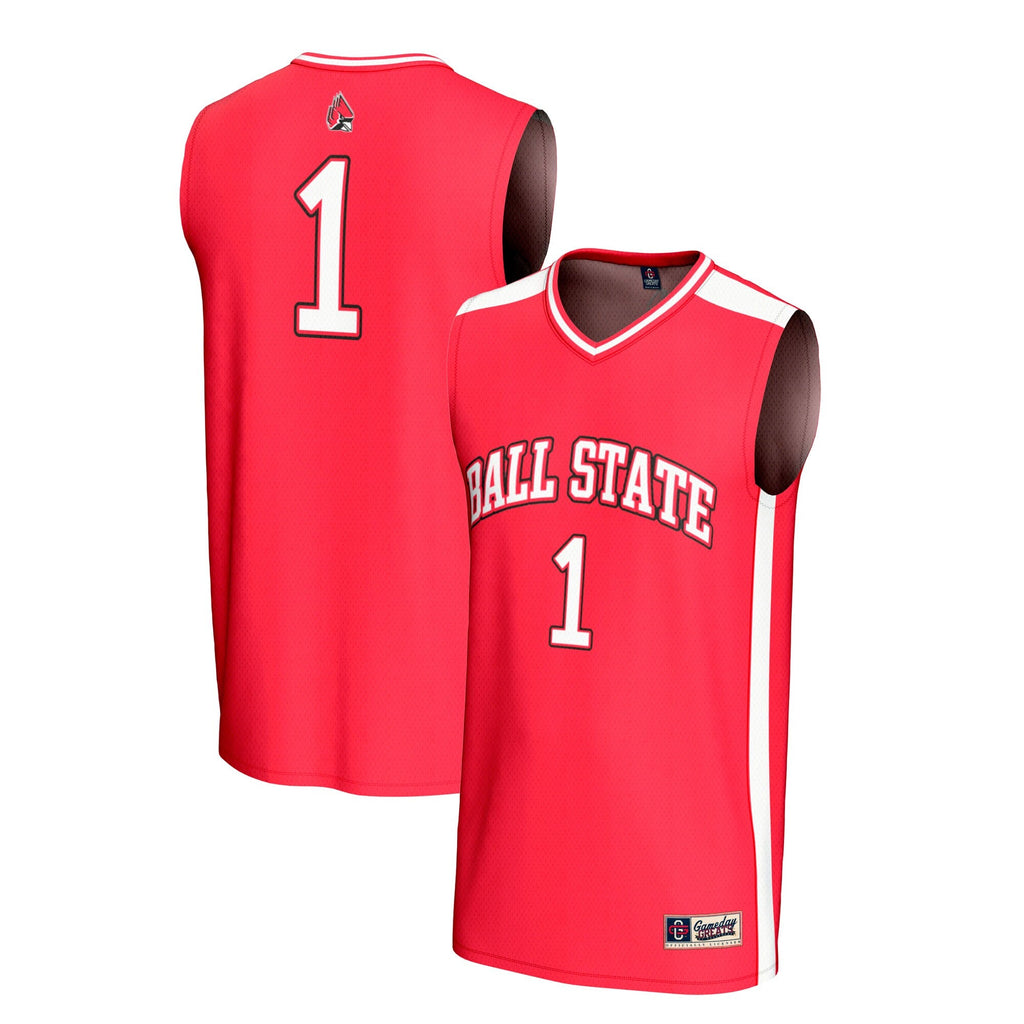 #1 Ball State Cardinals Adult Lightweight Collegiate Basketball Fashion Jersey - Cardinal product image 1, provided for