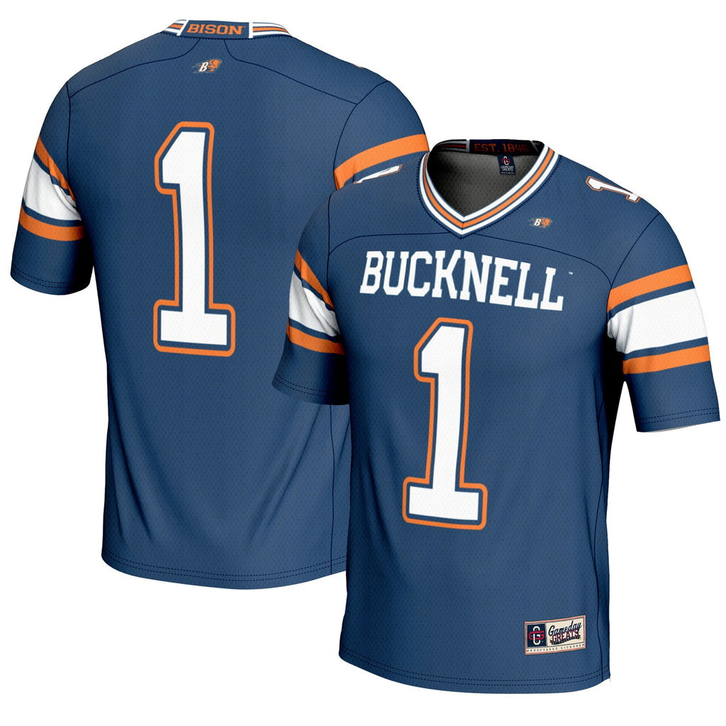#1 Bucknell Bison Endzone Football Jersey - Blue product image 1, provided for visual reference and product detail review