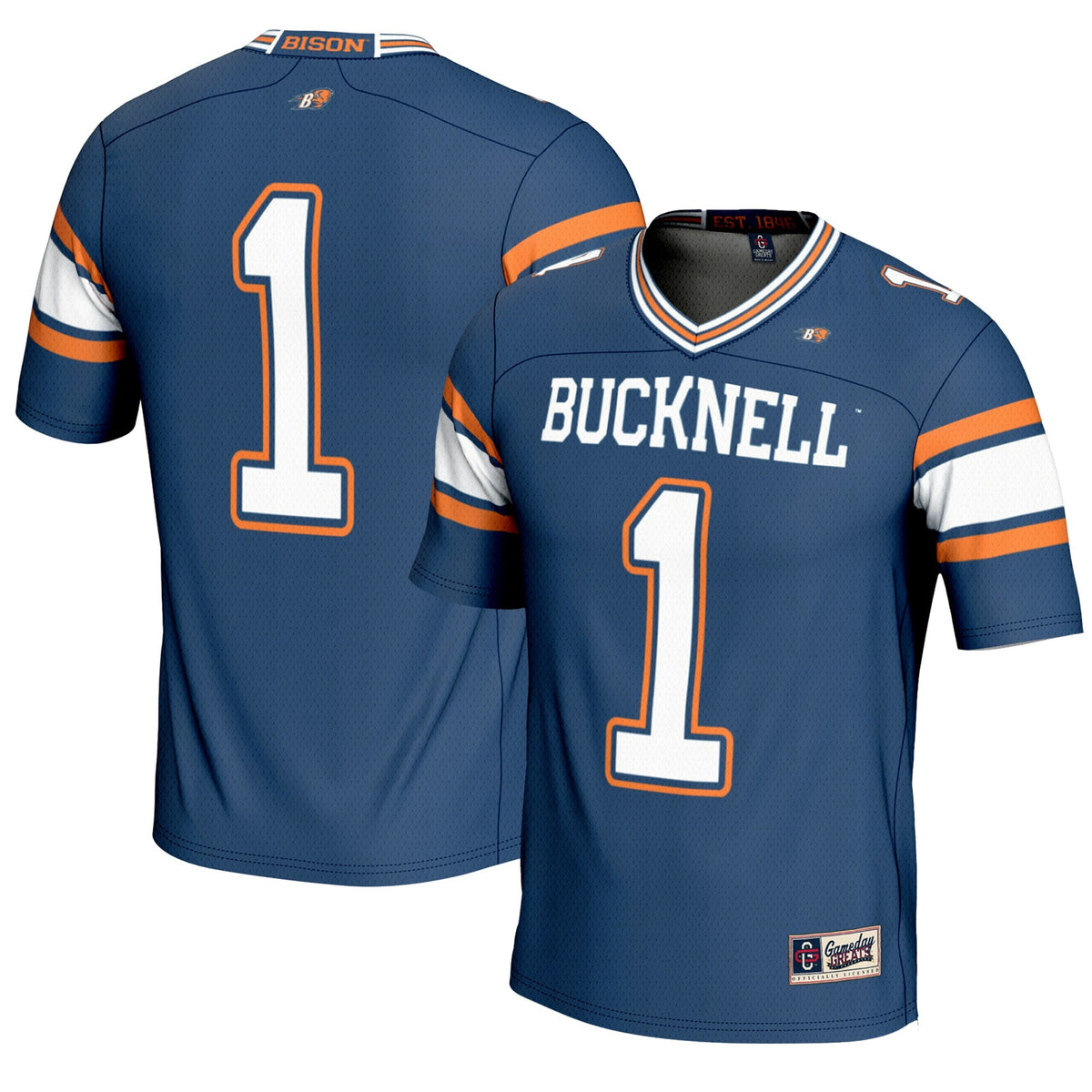 #1 Bucknell Bison Endzone Football Jersey - Blue product image 1, provided for visual reference and product detail review