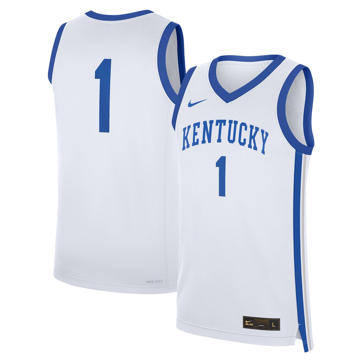 #1 Kentucky Wildcats Home Replica Jersey - White product image 1, provided for visual reference and product detail review