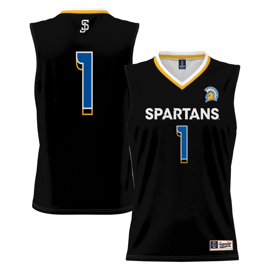 #1 San Jose State Spartans Lightweight Basketball Jersey - Black product image 1, provided for visual reference and product