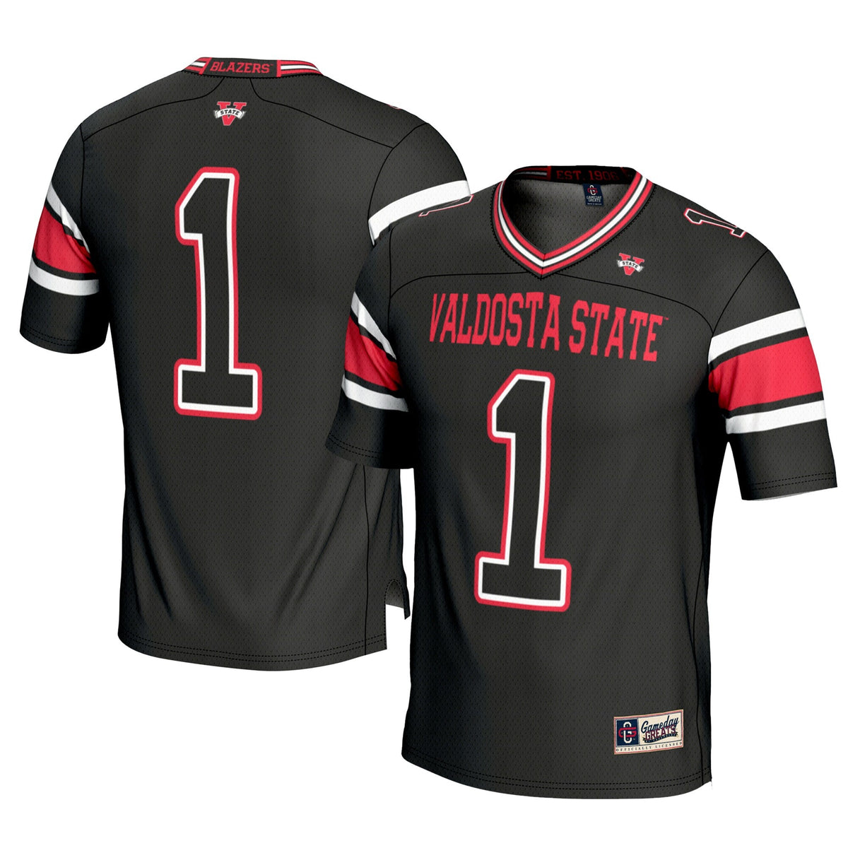 #1 Valdosta State Blazers Football Jersey - Black product image 2, provided for visual reference and product detail review