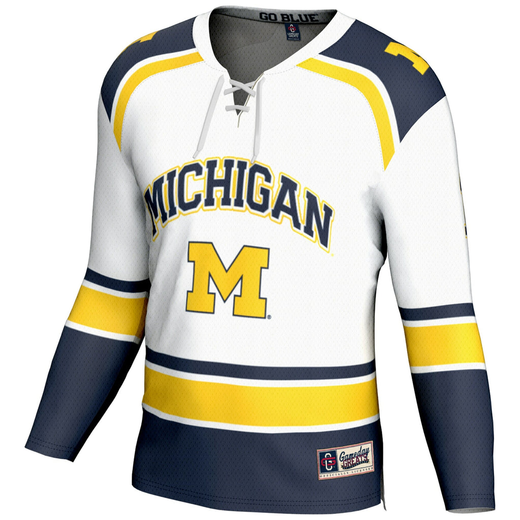 #1 Michigan Wolverines Hockey Jersey - White product image 3, provided for visual reference and product detail review