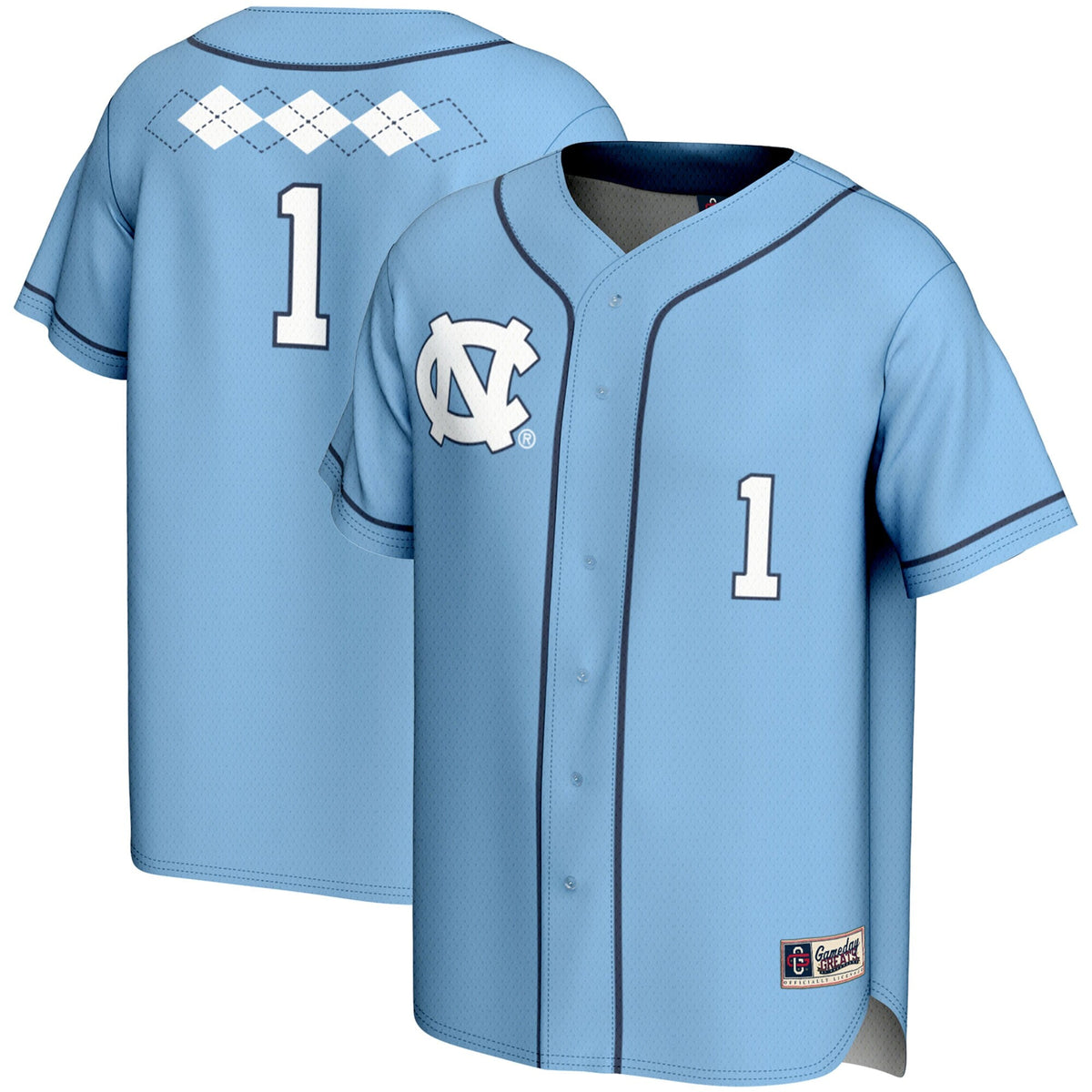 #1 North Carolina Tar Heels Lightweight Softball Jersey - Carolina Blue product image 1, provided for visual reference and
