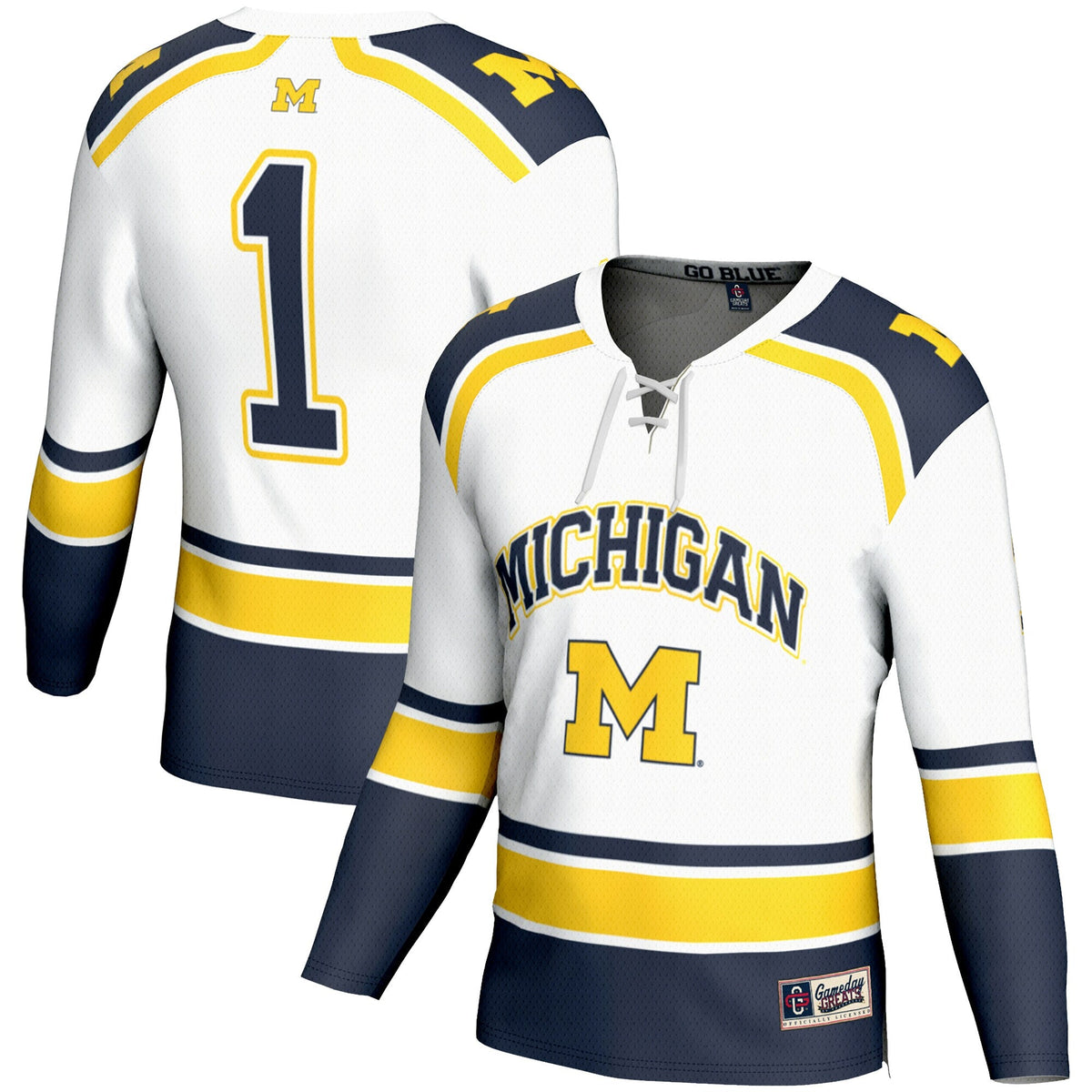 #1 Michigan Wolverines Hockey Jersey - White product image 2, provided for visual reference and product detail review
