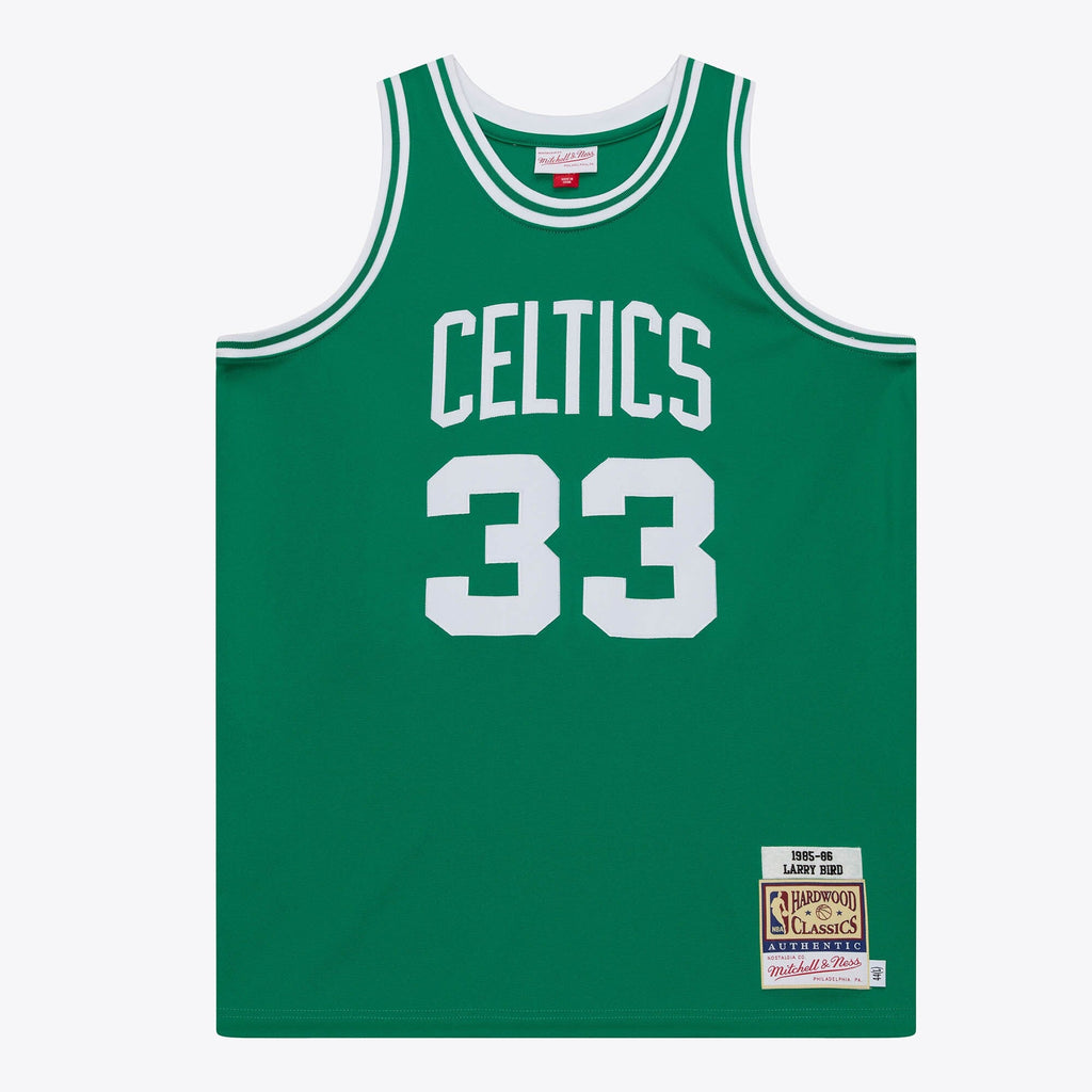 Boston Celtics Larry Bird 1985 Authentic Road Jersey - Kelly Green product image 2, provided for visual reference and