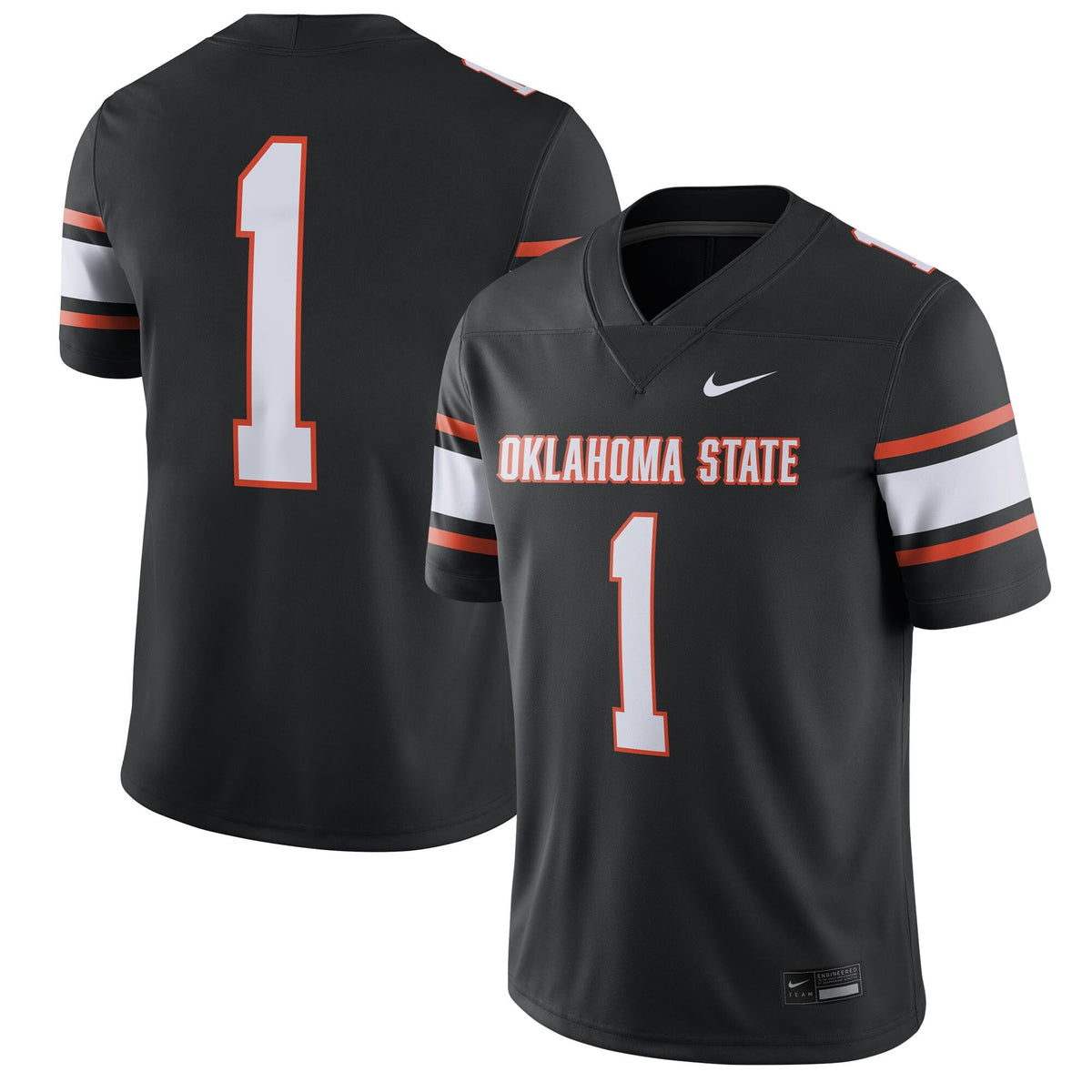 #1 Black Oklahoma State Cowboys Game Jersey product image 2, provided for visual reference and product detail review