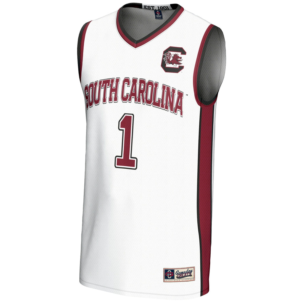 #1 South Carolina Gamecocks Lightweight Basketball Jersey - White product image 3, provided for visual reference and product