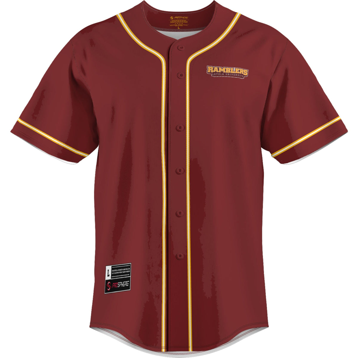 Loyola Chicago Ramblers Lightweight Baseball Jersey - Maroon product image 3, provided for visual reference and product