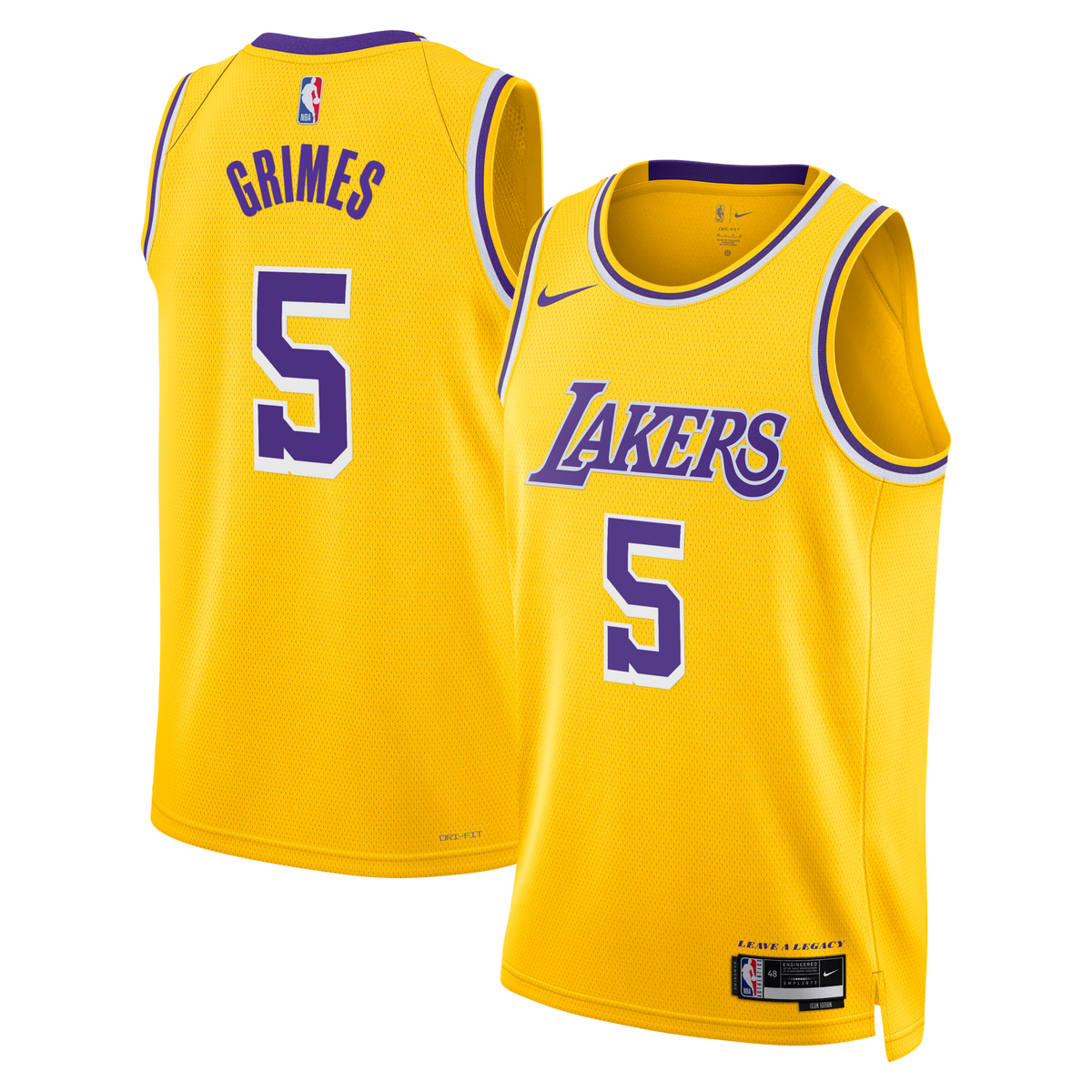 Los Angeles Lakers Icon Edition Swingman Jersey - Gold - Quentin Grimes product image 1, provided for visual reference and