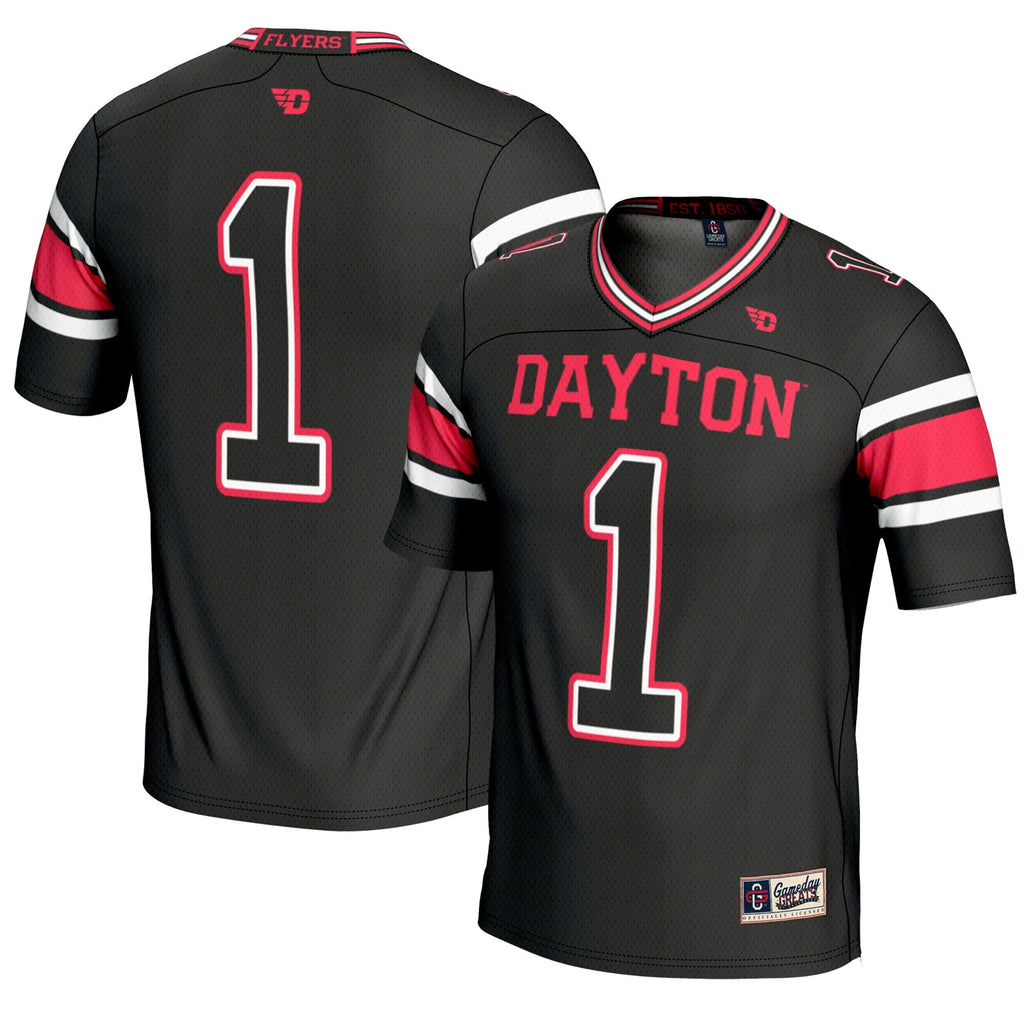 #1 Dayton Flyers Endzone Football Jersey - Black product image 1, provided for visual reference and product detail review