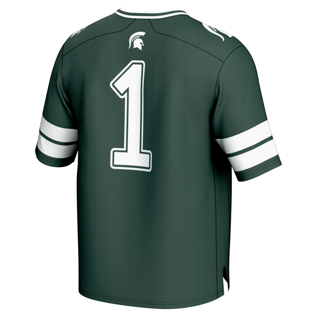 #1 Michigan State Spartans Lightweight Collegiate Football Fashion Jersey - Green product image 4, provided for visual