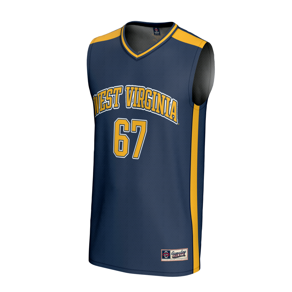 #67 West Virginia Mountaineers Lightweight Basketball Jersey - Navy product image 3, provided for visual reference and