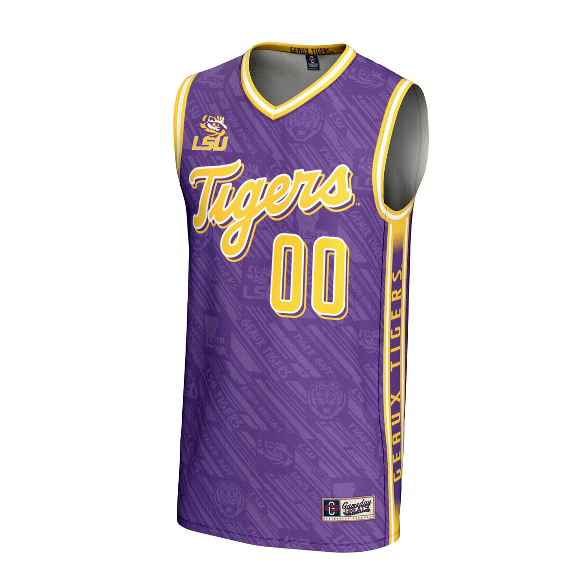 LSU Tigers NIL Pick-A-Player Basketball Highlight Print Lightweight Jersey - Purple product image 3, provided for visual