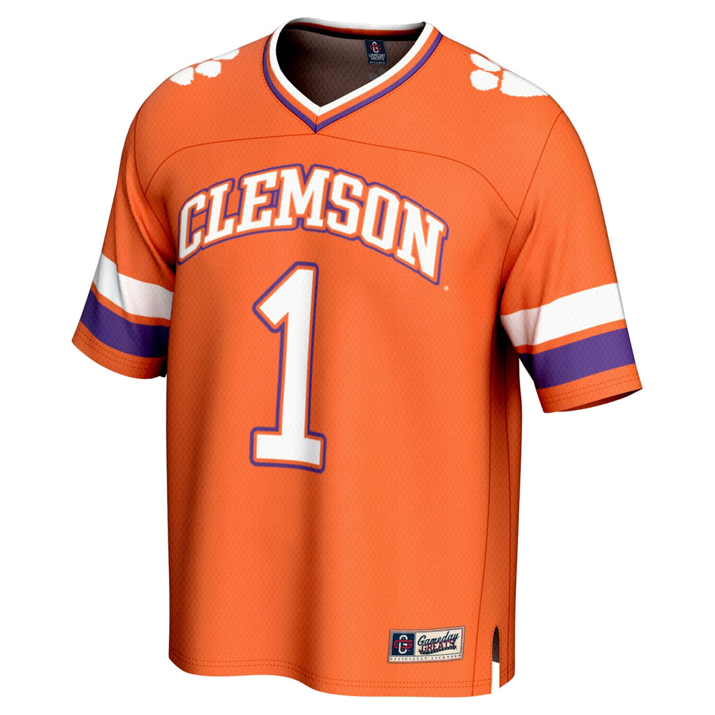 #1 Clemson Tigers Lightweight Collegiate Football Fashion Jersey - Orange product image 3, provided for visual reference and