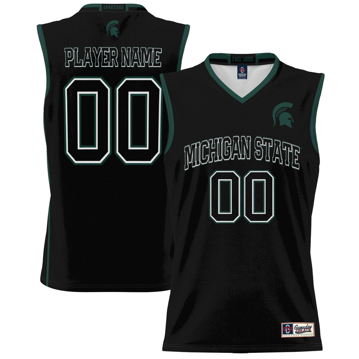 Michigan State Spartans NIL Pick-A-Player Basketball Jersey - Black product image 1, provided for visual reference and