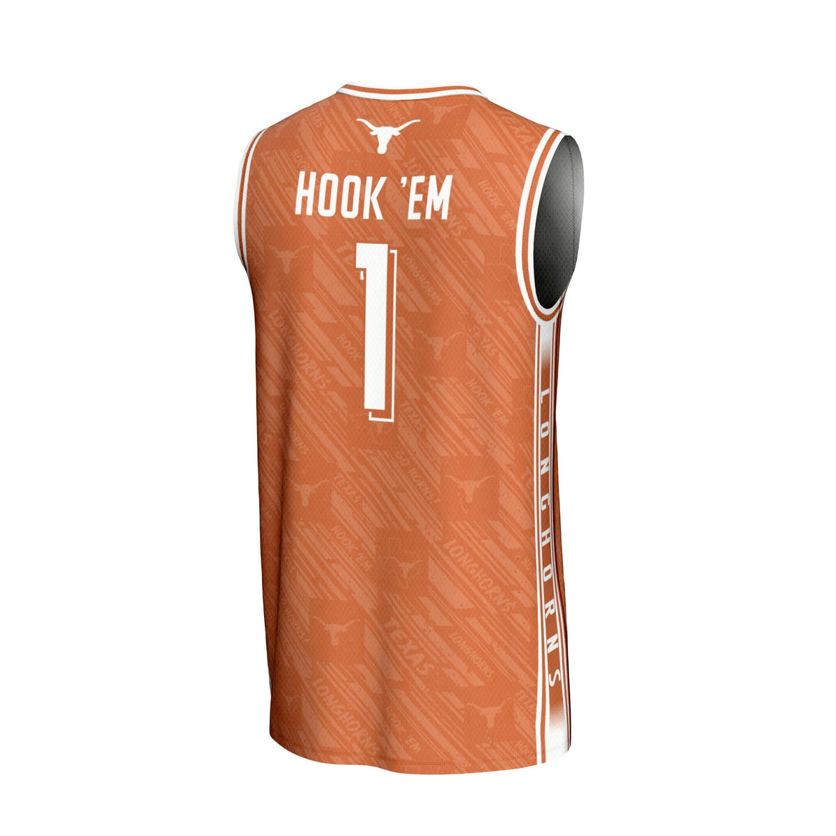 #1 Texas Longhorns Lightweight Highlight Print Basketball Jersey - Texas Orange product image 4, provided for visual