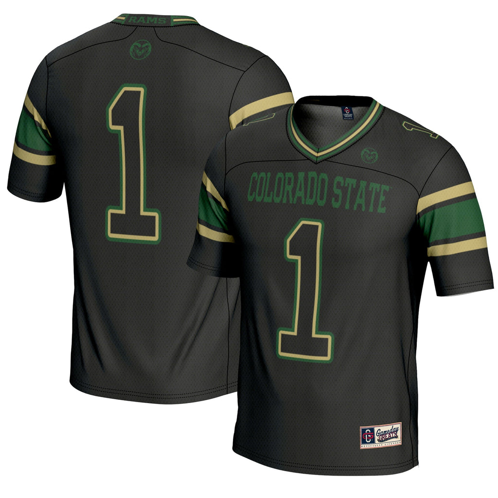 #1 Colorado State Rams Endzone Football Jersey - Black product image 1, provided for visual reference and product detail