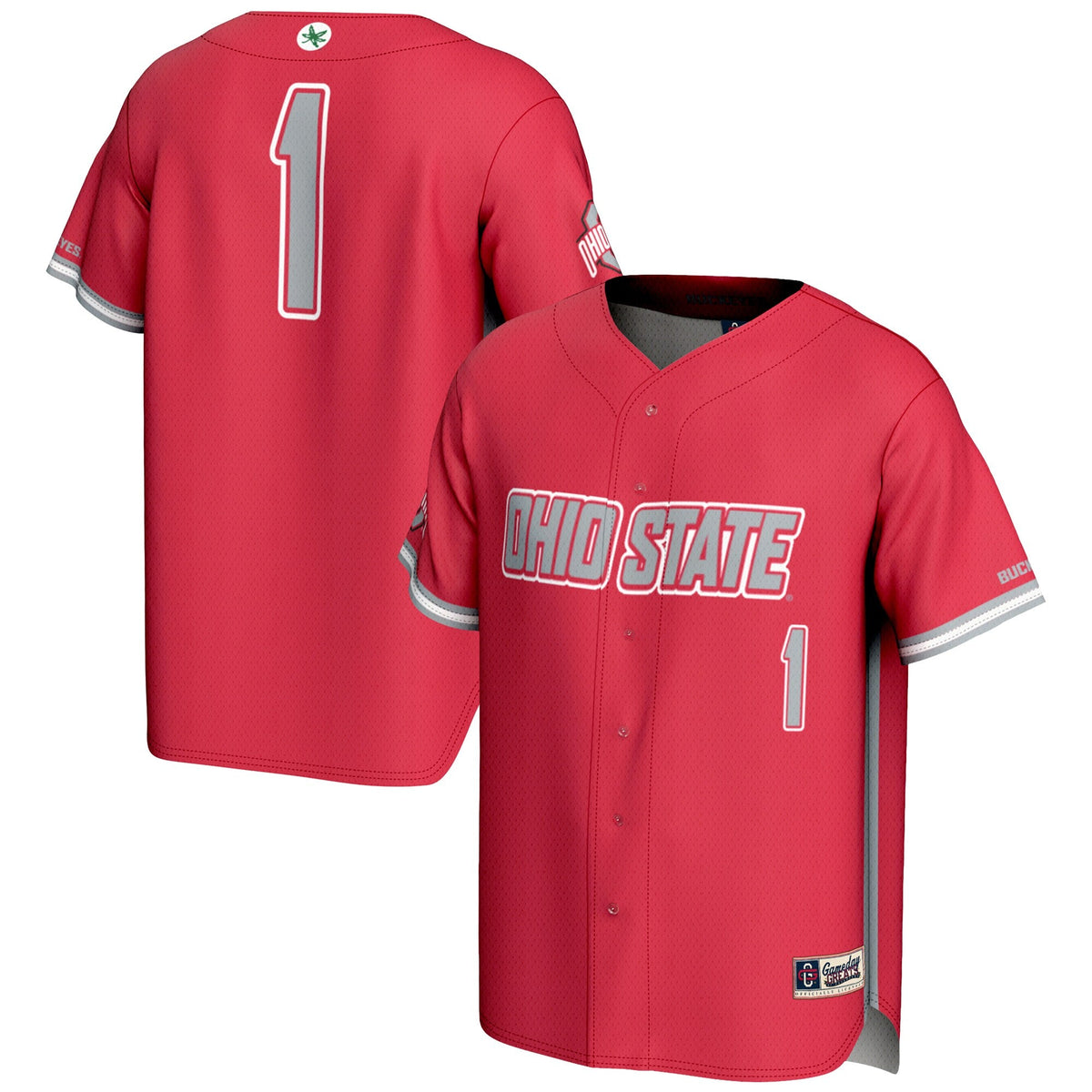 #1 Ohio State Buckeyes Lightweight Baseball Jersey - Scarlet product image 1, provided for visual reference and product