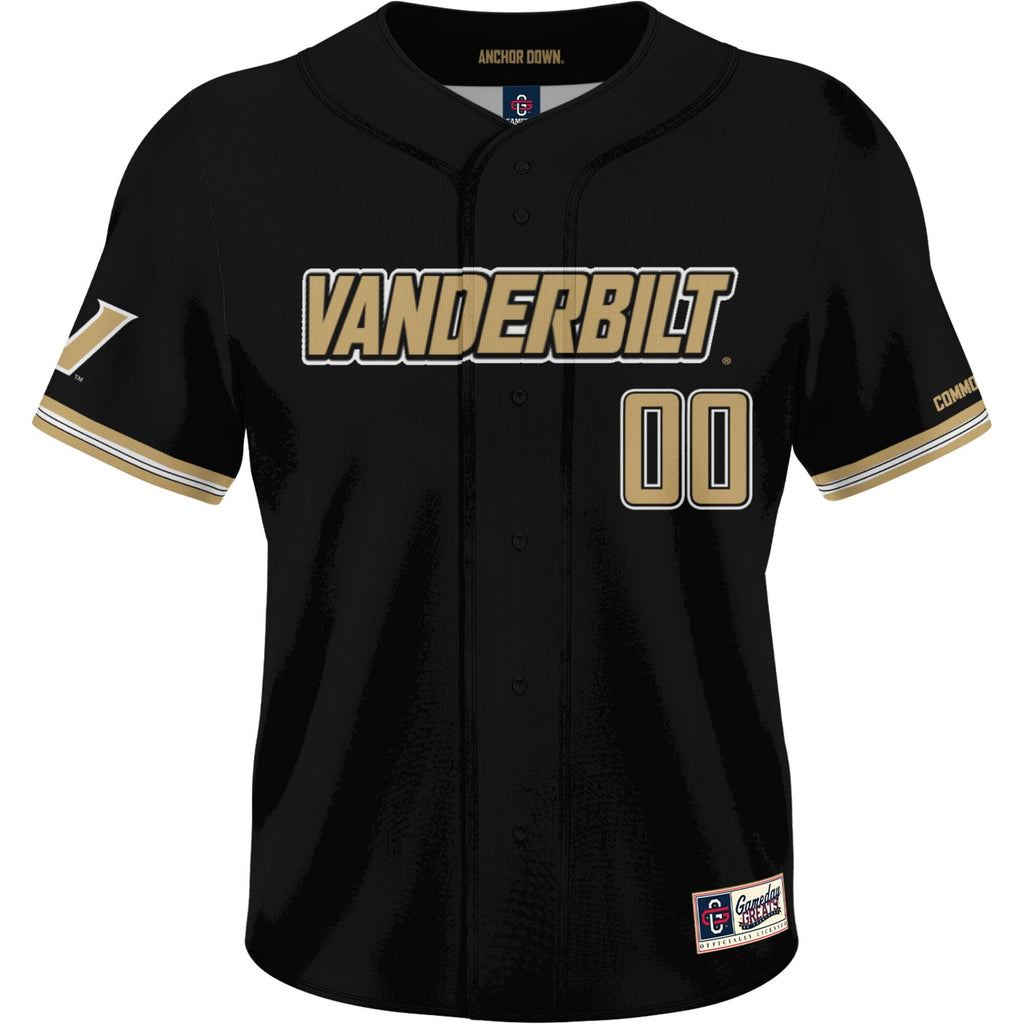 Vanderbilt Commodores NIL Pick-A-Player Lightweight Baseball Jersey - Black product image 3, provided for visual reference