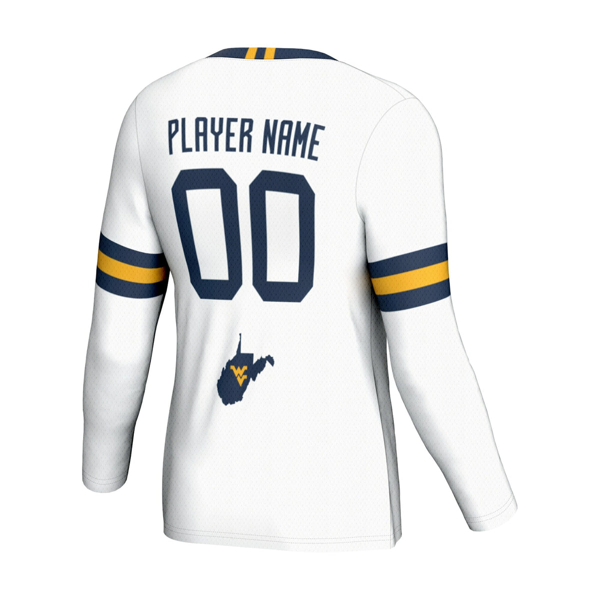 West Virginia Mountaineers NIL Pick-A-Player Lightweight Volleyball Jersey - White product image 4, provided for visual