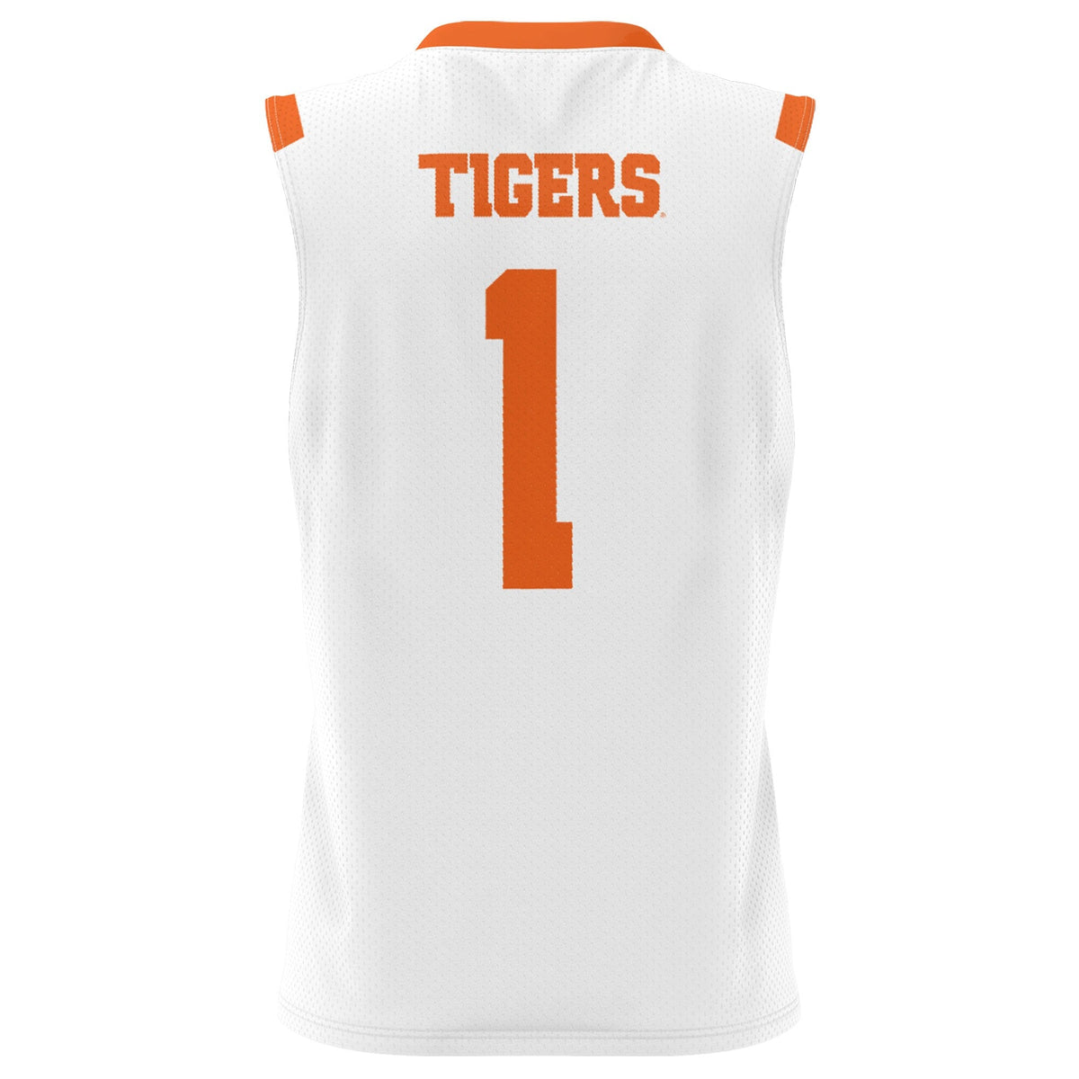 #1 Clemson Tigers Lightweight Basketball Jersey - White product image 4, provided for visual reference and product detail