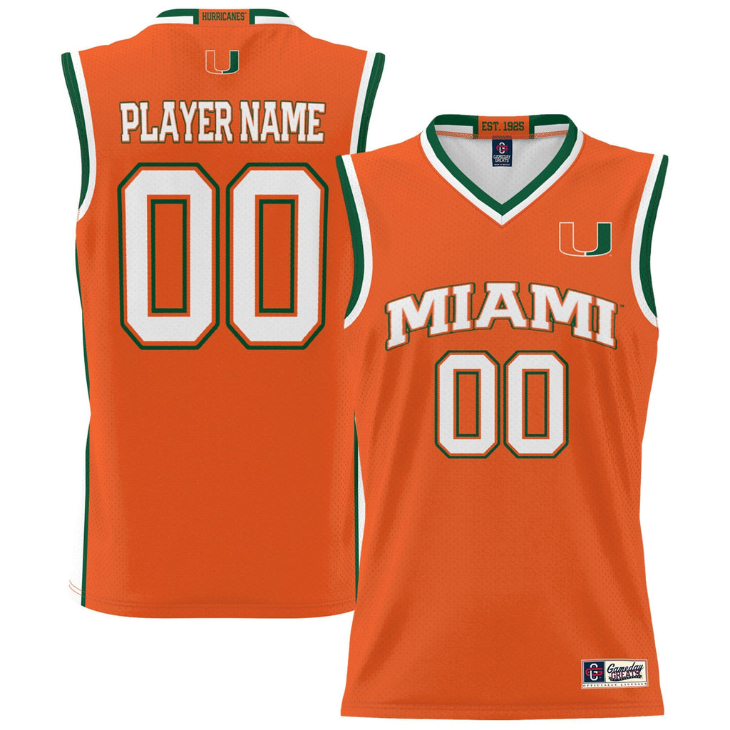 Miami Hurricanes NIL Pick-A-Player Lightweight Basketball Jersey - Orange product image 2, provided for visual reference and
