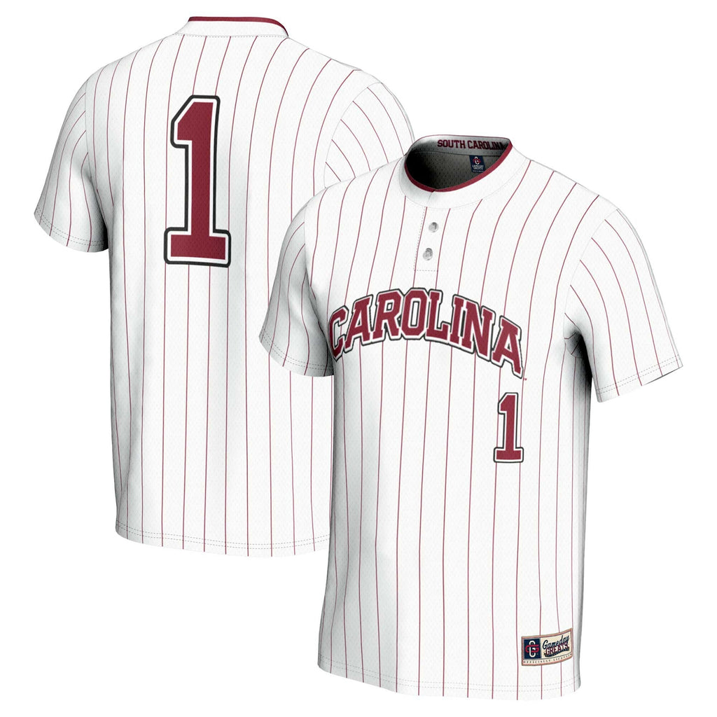 #1 South Carolina Gamecocks Lightweight Softball Jersey - White product image 1, provided for visual reference and product