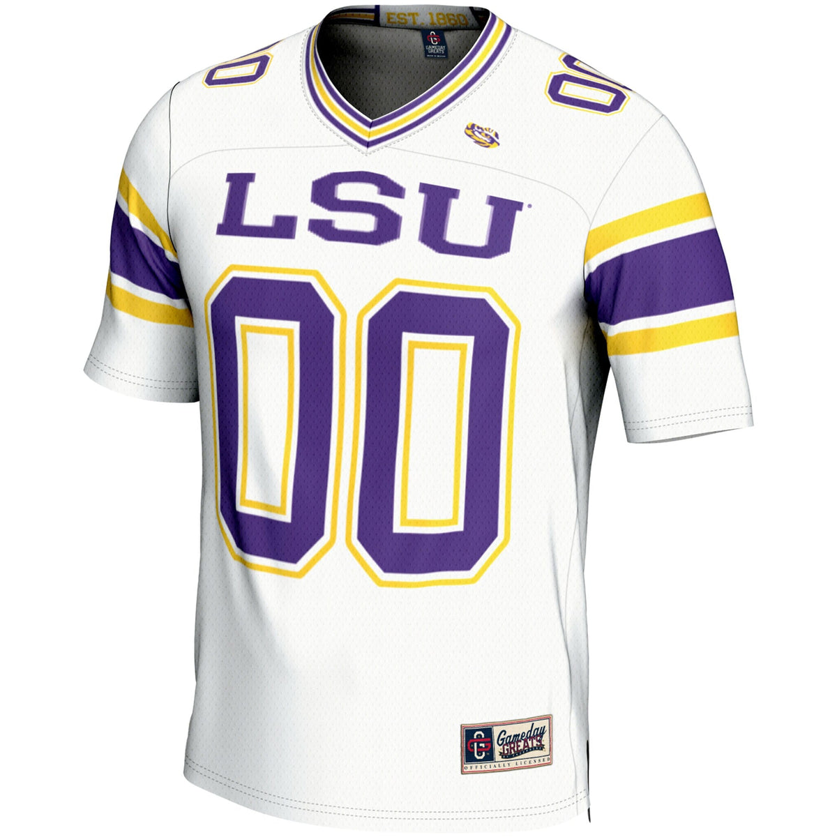 LSU Tigers NIL Pick-A-Player Football Jersey - White product image 3, provided for visual reference and product detail review