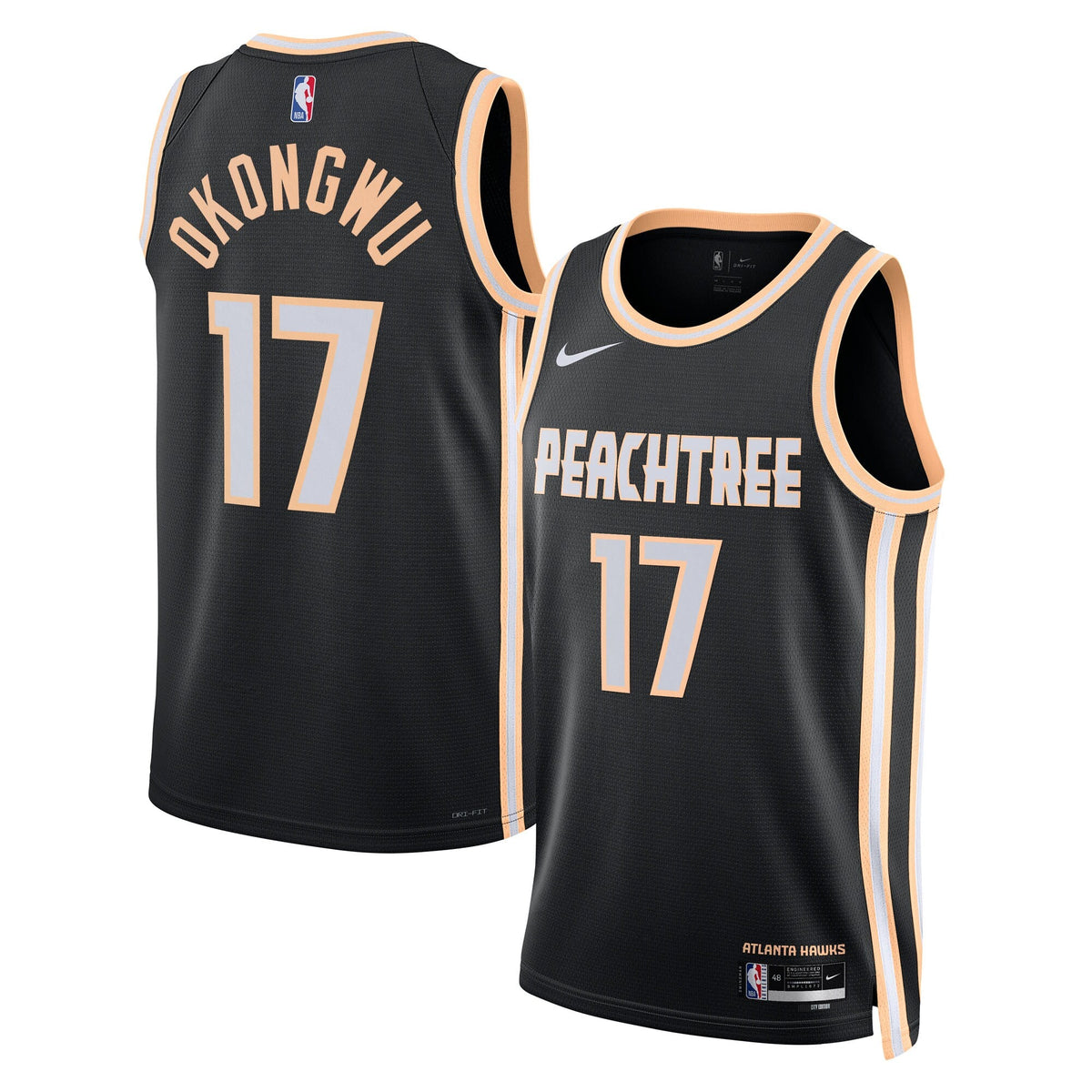 Atlanta Hawks 2025/26 City Edition Swingman Jersey - Black - Onyeka Okongwu product image 1, provided for visual reference