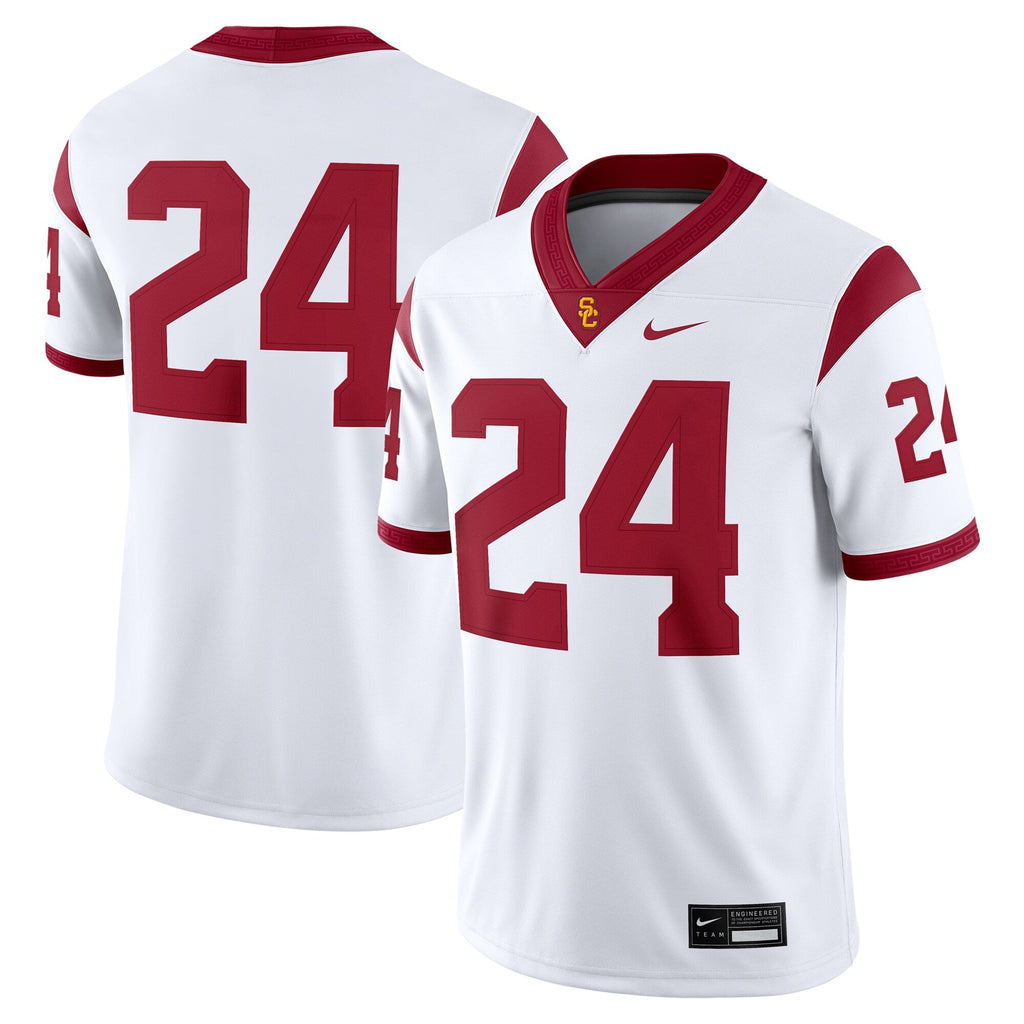 #24 White USC Trojans Game Jersey product image 2, provided for visual reference and product detail review