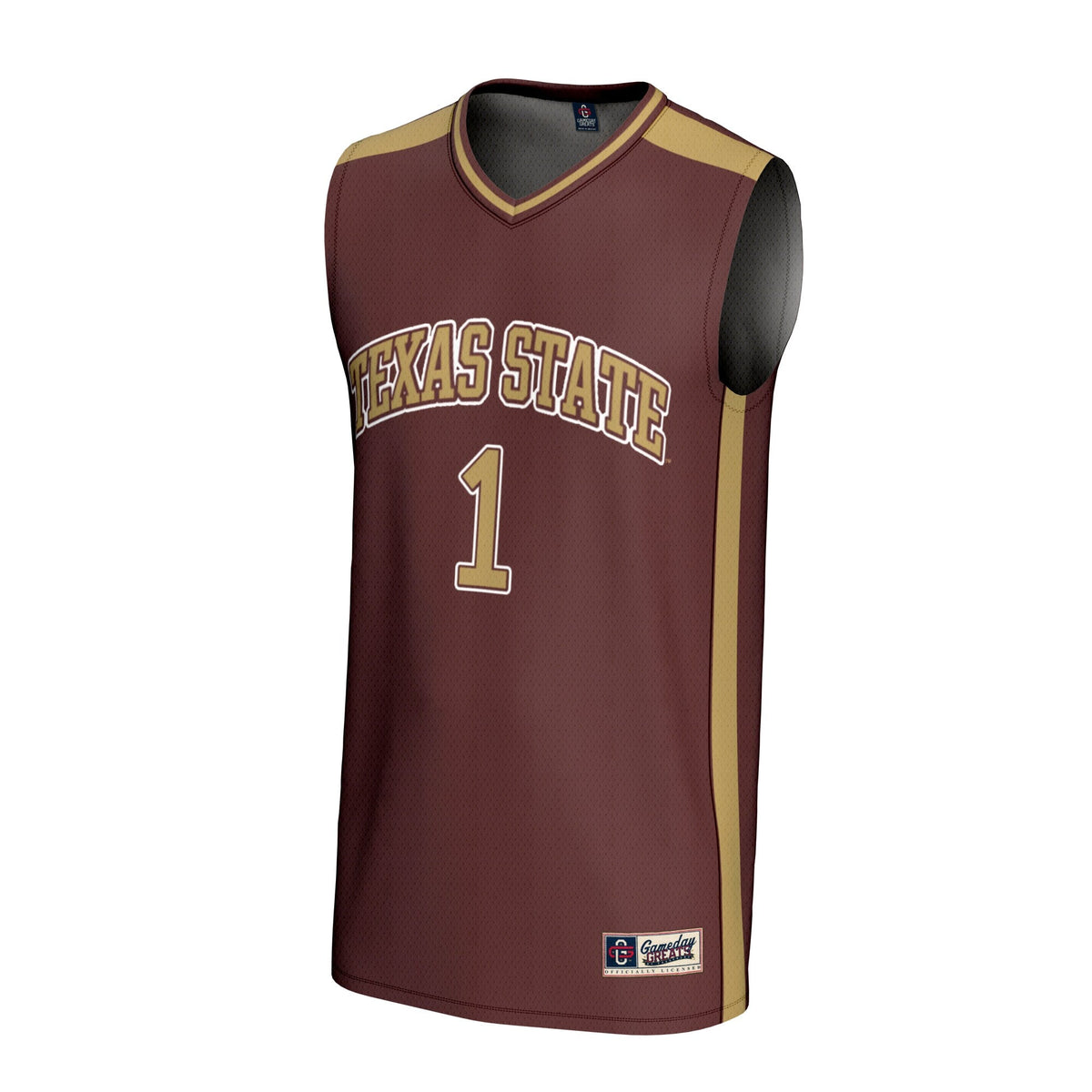 #1 Texas State Bobcats Lightweight Basketball Fashion Jersey - Maroon product image 3, provided for visual reference and
