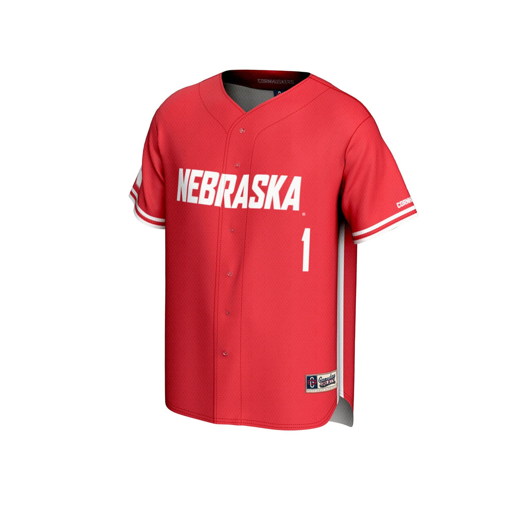 #1 Nebraska Huskers Lightweight Baseball Jersey - Scarlet product image 3, provided for visual reference and product detail
