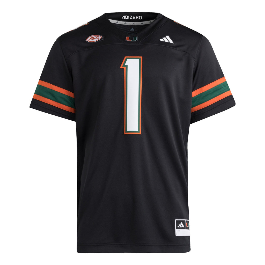 #1 Miami Hurricanes Premier Jersey - Black product image 3, provided for visual reference and product detail review