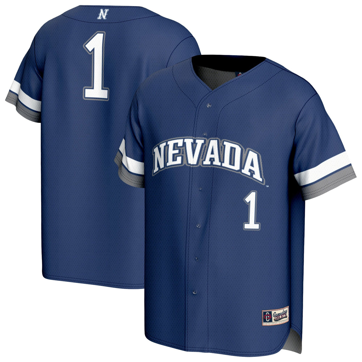 #1 Nevada Wolf Pack Lightweight Collegiate Baseball Fashion Jersey - Navy product image 1, provided for visual reference and