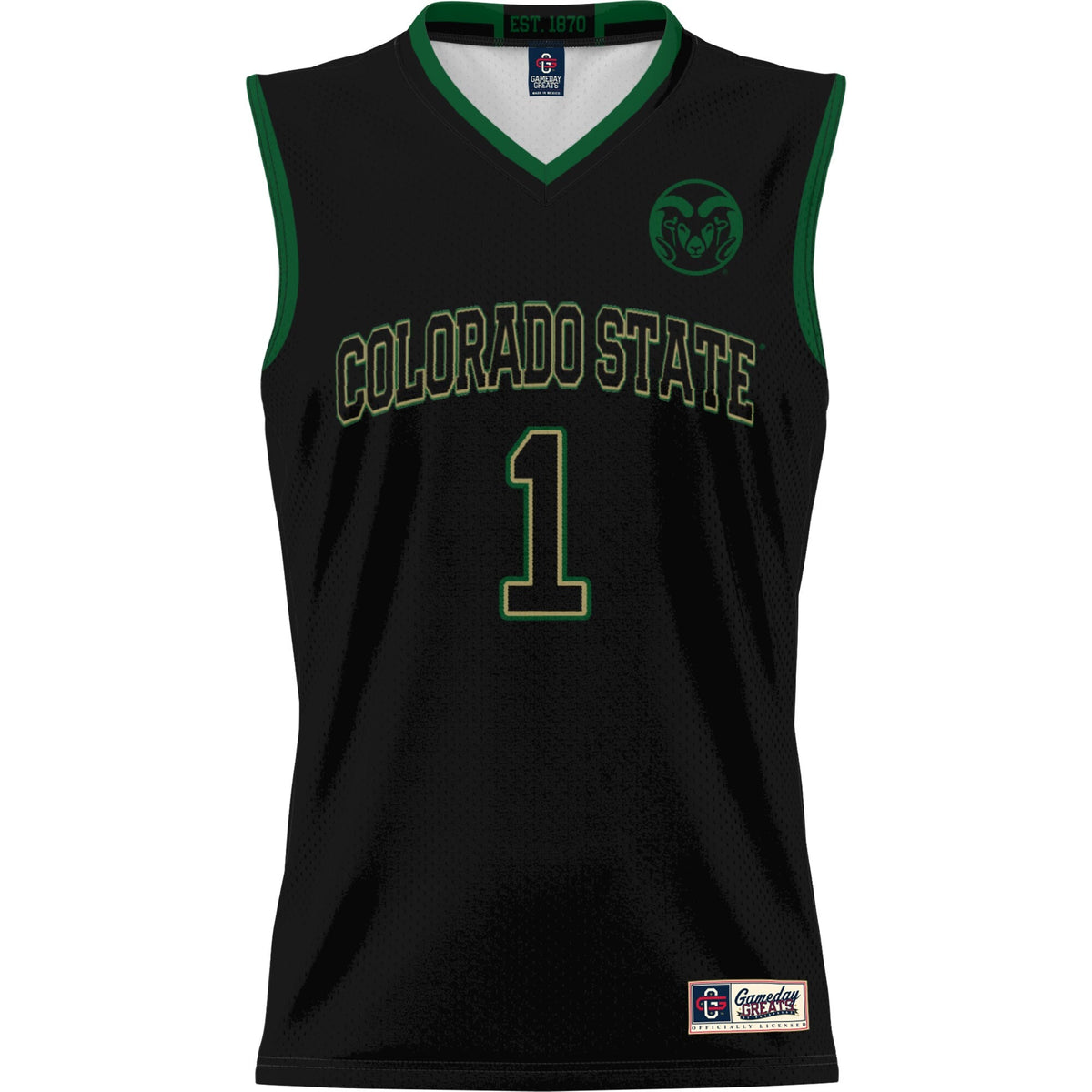 #1 Colorado State Rams Lightweight Basketball Jersey - Black product image 3, provided for visual reference and product