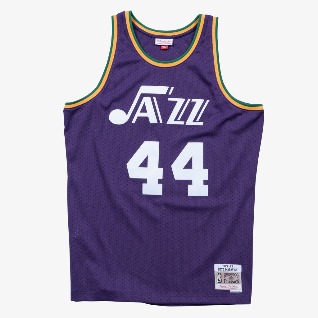 New Orleans Jazz Pete Maravich 1974 Swingman Road Authentic Jersey - Purple product image 3, provided for visual reference