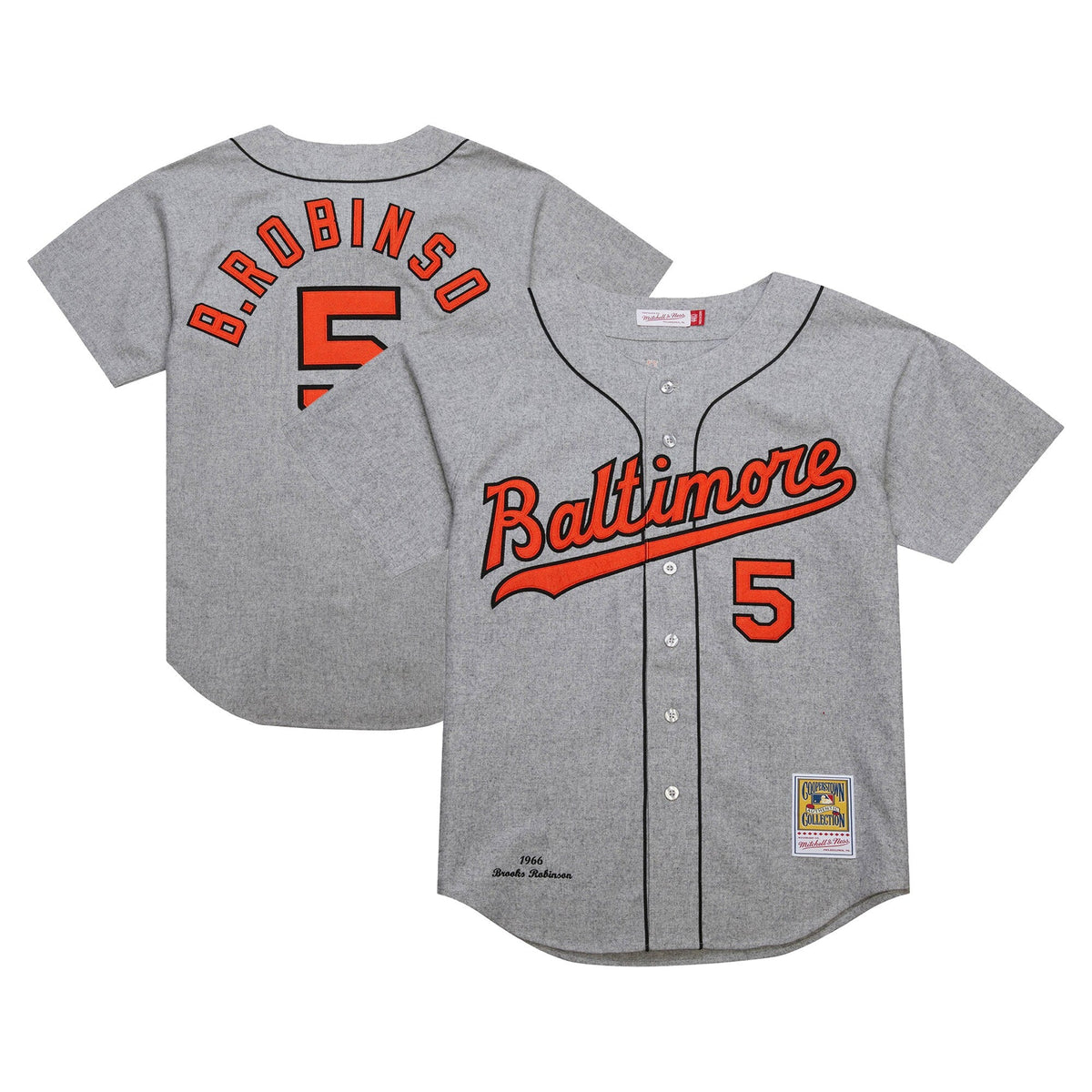 Baltimore Orioles Brooks Robinson Gray Cooperstown Collection 1966 Authentic Jersey product image 2, provided for visual